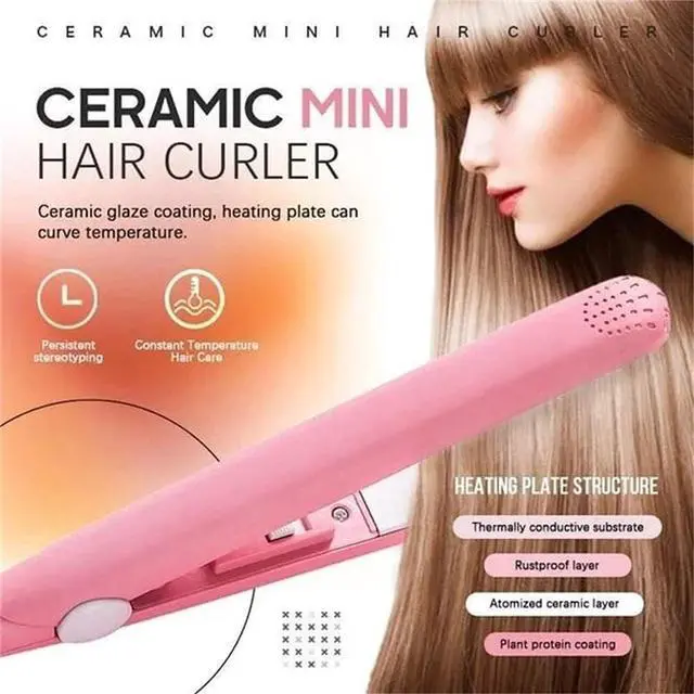 Alt view image 3 of 7 - 2024 New Purple Mini Curler and Straightener - 2-in-1 Ceramic Curling Iron for Short, Fine Hair, 1/2 Inch Barrel