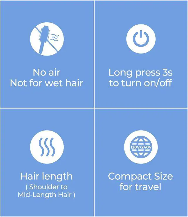 Alt view image 2 of 7 - Thermal Brush for Bangs Styling, 1.2 Inch | Ionic Heated Curling Brush, 3 Heat Settings, Tourmaline Ceramic Barrel, Dual Voltage, Compact Size for Travel