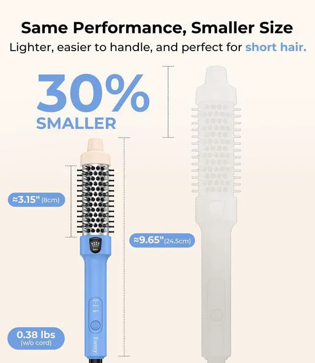 Alt view image 4 of 7 - Thermal Brush for Bangs Styling, 1.2 Inch | Ionic Heated Curling Brush, 3 Heat Settings, Tourmaline Ceramic Barrel, Dual Voltage, Compact Size for Travel