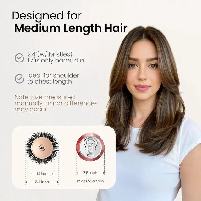 Alt view image 2 of 7 - Round Brush for Blow Out, 1.7 Inches Round Hair Brush | with Nano Ion Thermal Ceramic Tech, Professional RoundBrush for Blow Drying & Styling, Maximum Volume and Shine