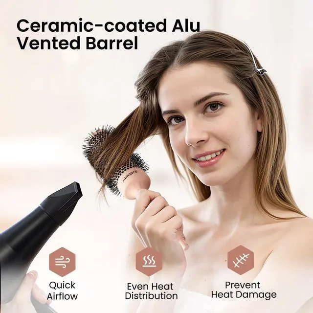Alt view image 4 of 7 - Round Brush for Blow Out, 1.7 Inches Round Hair Brush | with Nano Ion Thermal Ceramic Tech, Professional RoundBrush for Blow Drying & Styling, Maximum Volume and Shine