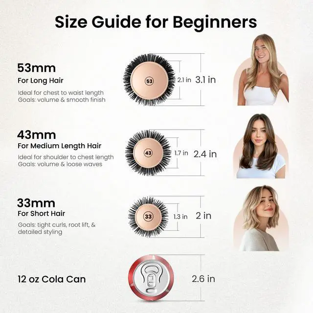 Alt view image 6 of 7 - Round Brush for Blow Out, 1.7 Inches Round Hair Brush | with Nano Ion Thermal Ceramic Tech, Professional RoundBrush for Blow Drying & Styling, Maximum Volume and Shine