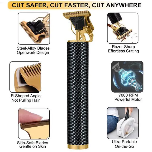 Alt view image 4 of 7 - T-Blade Hair Trimmer for Men,Cordless Zero Gapped Barber Trimmer,Professional Rechaeheable Edgers Clippers with 4 Guide Combs, Beard Trimmer for Hair Cutting,Mens Gift