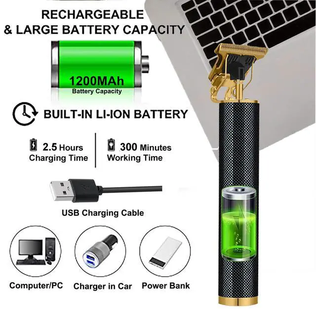 Alt view image 5 of 7 - T-Blade Hair Trimmer for Men,Cordless Zero Gapped Barber Trimmer,Professional Rechaeheable Edgers Clippers with 4 Guide Combs, Beard Trimmer for Hair Cutting,Mens Gift
