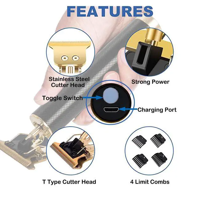 Alt view image 7 of 7 - T-Blade Hair Trimmer for Men,Cordless Zero Gapped Barber Trimmer,Professional Rechaeheable Edgers Clippers with 4 Guide Combs, Beard Trimmer for Hair Cutting,Mens Gift