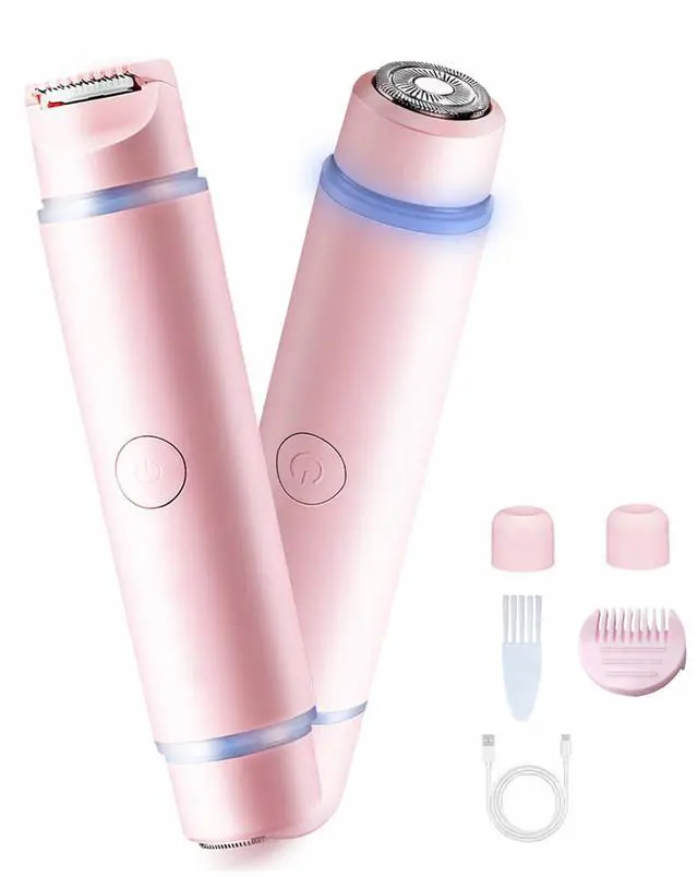 Main image of Womens Bikini Trimmer, 2-in-1 Electric Razor with LED Light | Adjustable Cutter Head, Cleaning BrushFast USB Charge for Sensitive Skin Shaver for Body, Legs, Underarm,Complete Gift Set