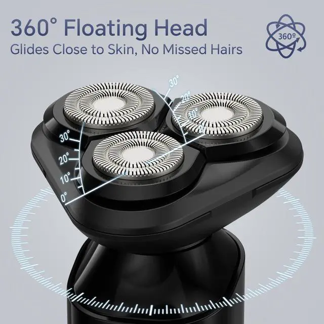 Alt view image 2 of 7 - Electric Razor for Men, Rechargeable Electric Shaver for Men, Waterproof 3D Rotary Shaving, Wet/Dry Cordless 3-in-1 with Beard Trimmer, Sideburn & Nose Hair Groomer