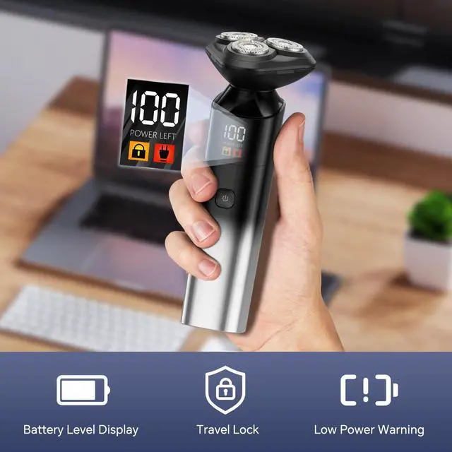 Alt view image 5 of 7 - Electric Razor for Men, Rechargeable Electric Shaver for Men, Waterproof 3D Rotary Shaving, Wet/Dry Cordless 3-in-1 with Beard Trimmer, Sideburn & Nose Hair Groomer