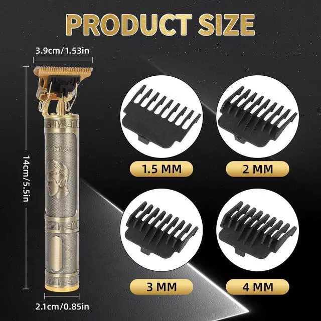 Alt view image 3 of 6 - Professional Hair Clipper for Men - Rechargeable Cordless T-Blade Trimmer with 4 Guides, USB-C Fast Charge, Metal Body for Beard, Hair & Body Grooming