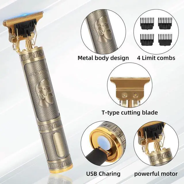 Alt view image 2 of 6 - Professional Hair Clipper for Men - Rechargeable Cordless T-Blade Trimmer with 4 Guides, USB-C Fast Charge, Metal Body for Beard, Hair & Body Grooming