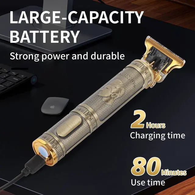 Alt view image 5 of 6 - Professional Hair Clipper for Men - Rechargeable Cordless T-Blade Trimmer with 4 Guides, USB-C Fast Charge, Metal Body for Beard, Hair & Body Grooming