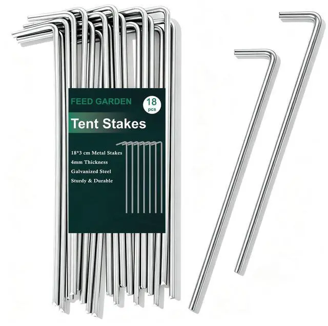 Main image of 7 Inch Tent Stakes 18 Pack Yard Inflatable Stakes for Outdoor Decorations Metal Pegs Heavy Duty Garden Hooks Camping Tent Spikes for Canopies, Tarp and Outdoor Christmas Decorations