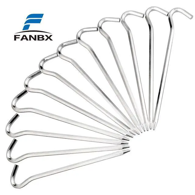 Alt view image 4 of 7 - Tent Pegs - 12Pcs Aluminium Tent Stakes Pegs with Hook - 7" Hexagon Rod Stakes Nail Spike Garden Stakes Camping Pegs for Pitching Camping Tent, Canopies (Silver)
