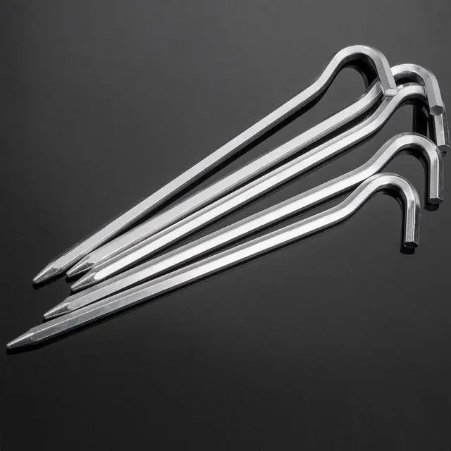 Alt view image 7 of 7 - Tent Pegs - 12Pcs Aluminium Tent Stakes Pegs with Hook - 7" Hexagon Rod Stakes Nail Spike Garden Stakes Camping Pegs for Pitching Camping Tent, Canopies (Silver)