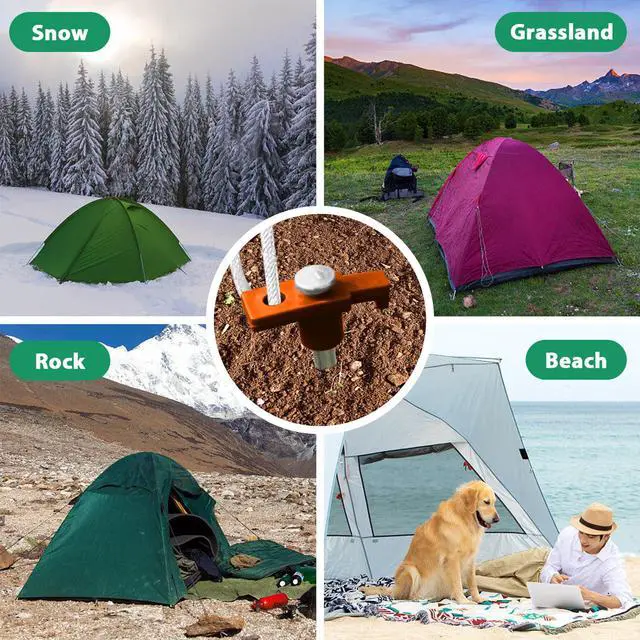 Alt view image 6 of 7 - USA 10-Pack Secure Protection Galvanized Tent Stakes,Rust-Proof Steel Canopy Anchors for High Winds,Heavy Duty Commercial Ground Pegs for Camping,Pop Up Tents&Gazebos - Includes 4x10ft Ropes