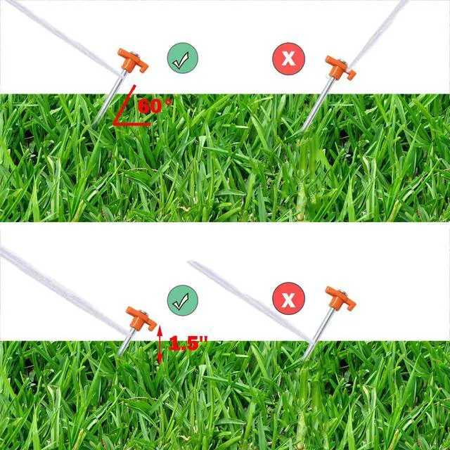Alt view image 4 of 6 - 20 Pack Tent Stakes Heavy Duty, 9.75 Inch Yard Stakes Non-Rust Metal Tent Pegs Ground Stakes Tent Spikes for Camping Patio, Garden, Canopies, Grassland, Outdoor, Orange