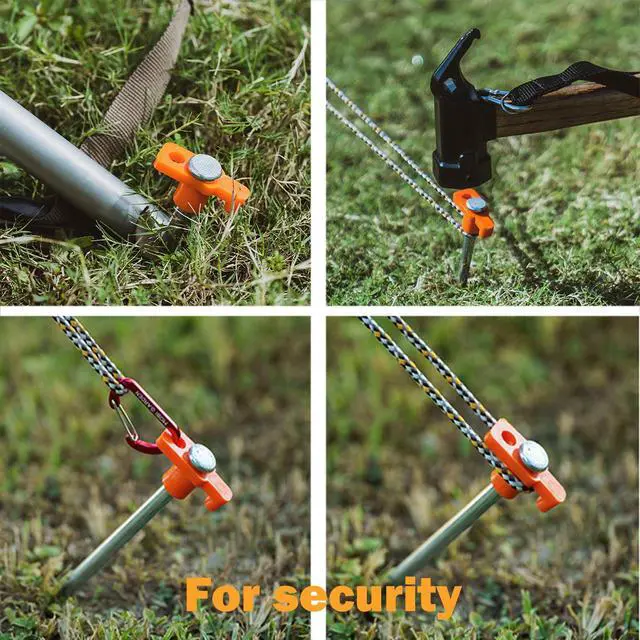 Alt view image 5 of 6 - 20 Pack Tent Stakes Heavy Duty, 9.75 Inch Yard Stakes Non-Rust Metal Tent Pegs Ground Stakes Tent Spikes for Camping Patio, Garden, Canopies, Grassland, Outdoor, Orange