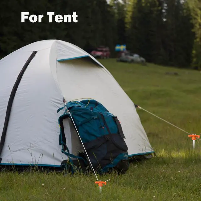 Alt view image 6 of 6 - 20 Pack Tent Stakes Heavy Duty, 9.75 Inch Yard Stakes Non-Rust Metal Tent Pegs Ground Stakes Tent Spikes for Camping Patio, Garden, Canopies, Grassland, Outdoor, Orange