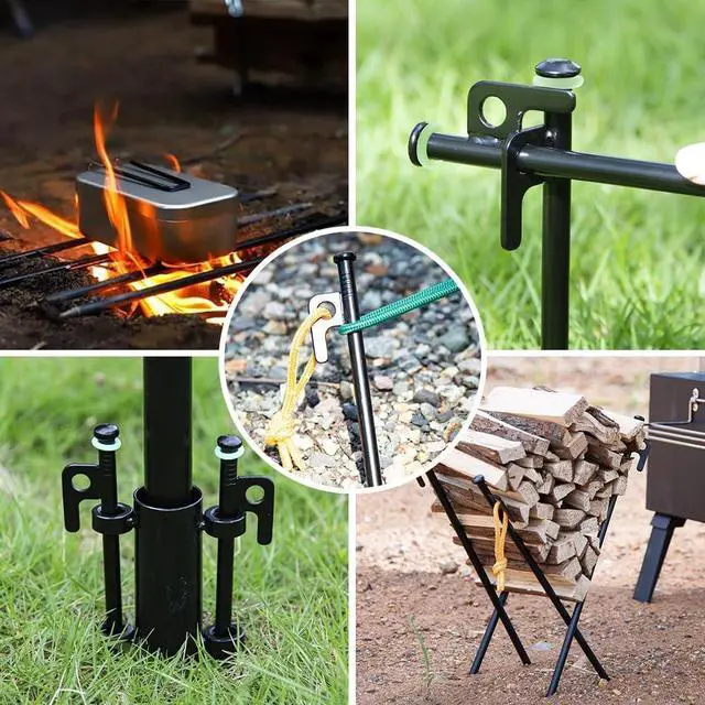 Alt view image 7 of 7 - 8Inch Heavy Duty Tent Stakes,8 PCS Tent Pegs Metal+Fluorescent Silicone Rings+ Storage Bag for Camping
