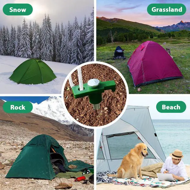 Alt view image 6 of 7 - USA 10-Pack Secure Protection Galvanized Tent Stakes,Rust-Proof Steel Canopy Anchors for High Winds,Heavy Duty Commercial Ground Pegs for Camping,Pop Up Tents&Gazebos - Includes 4x10ft Ropes