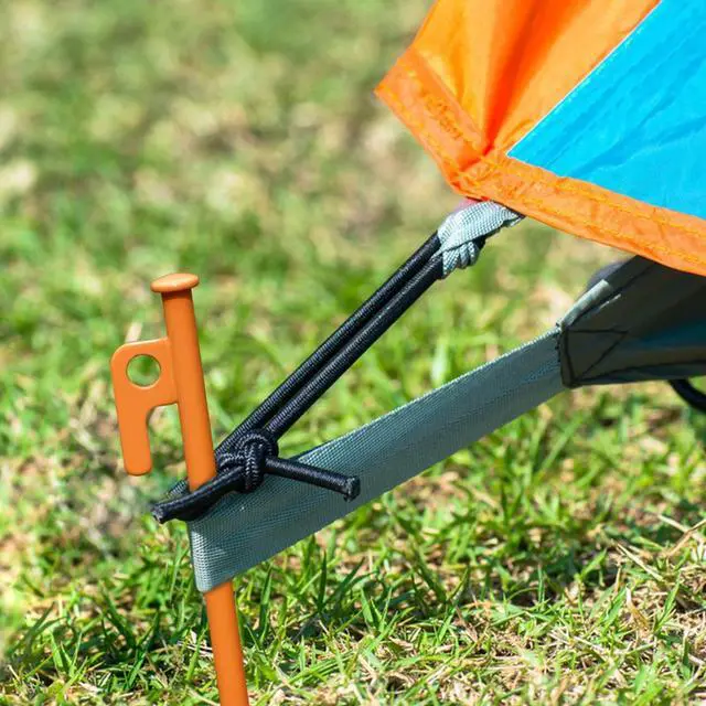 Alt view image 2 of 7 - 8 Pack Tent Stakes Heavy Duty 12 inch Steel Tent Pegs for Camping Unbreakable and Inflexible-Orange
