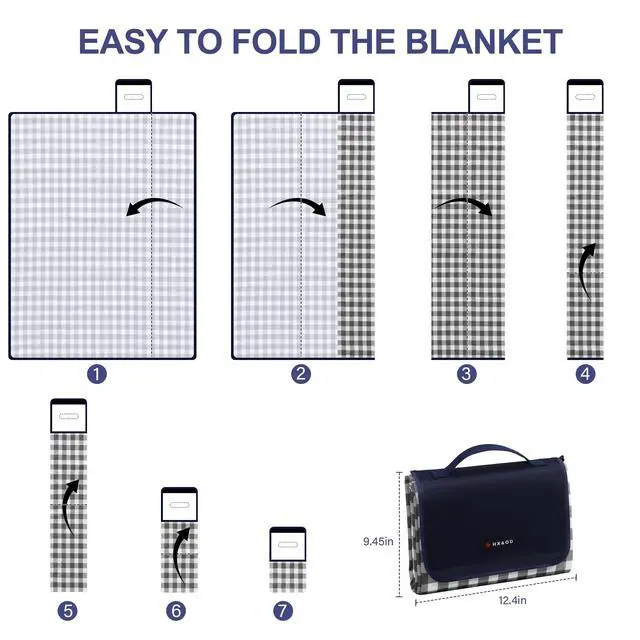 Alt view image 7 of 7 - Picnic Blanket Outdoor Extra Large Picnic Mat 80"X60" Camping Blanket Beach Blanket Foldable Waterproof Sand Mat Hiking Travel Family Concerts(Blue)
