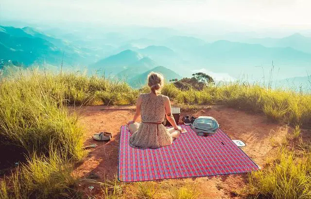 Alt view image 6 of 6 - Waterproof Picnic Blanket with Carry Strap - Foldable Sandproof Outdoor Mat for Camping, Beach, Park - 59" x 71",Red (Single Mat)