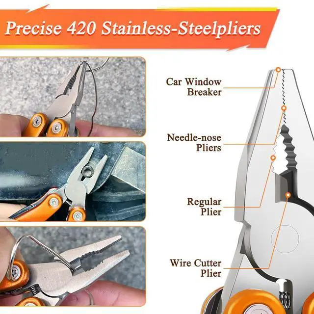 Alt view image 4 of 6 - 14-in-1 MINI Multitool Pliers, Portable Multitool Pliers Pocket Knife Gifts for Men on Father's Day Christmas, (EDC) Pocket Multi Tools for Outdoor, Garden, Camping, Hiking, Everyday Carry.