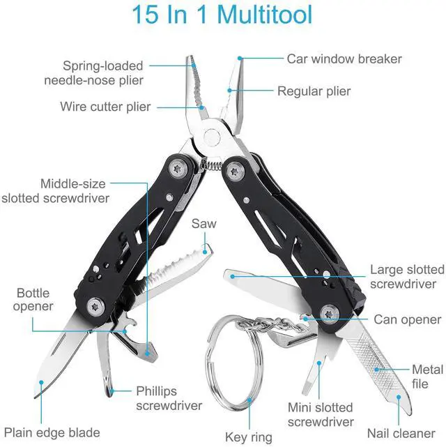Alt view image 2 of 7 - 2PCS Mini Multitool Pliers 15 in 1, Handmade Multi Tool Plier, Premium Keychain Multitool, Small Multi-tool, Birthday Fathers Day Gift for Men Him Husband Boyfriend Father Handyman