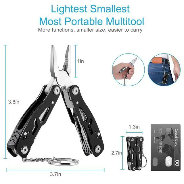 Alt view image 3 of 7 - 2PCS Mini Multitool Pliers 15 in 1, Handmade Multi Tool Plier, Premium Keychain Multitool, Small Multi-tool, Birthday Fathers Day Gift for Men Him Husband Boyfriend Father Handyman