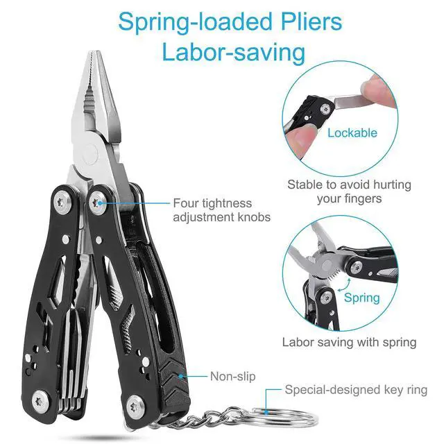 Alt view image 4 of 7 - 2PCS Mini Multitool Pliers 15 in 1, Handmade Multi Tool Plier, Premium Keychain Multitool, Small Multi-tool, Birthday Fathers Day Gift for Men Him Husband Boyfriend Father Handyman
