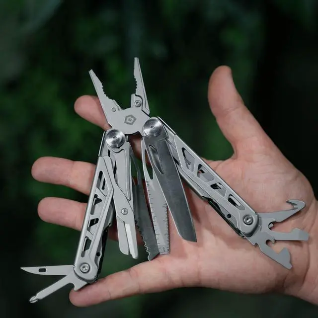 Alt view image 3 of 7 - 13-in-1 Stainless Steel EDC Multitool | Nylon Sheath Incl. - Needle Nose Pliers, Pocket Knife, Scissors, Bottle Opener, Cutters - for Camping, Hiking, Survival