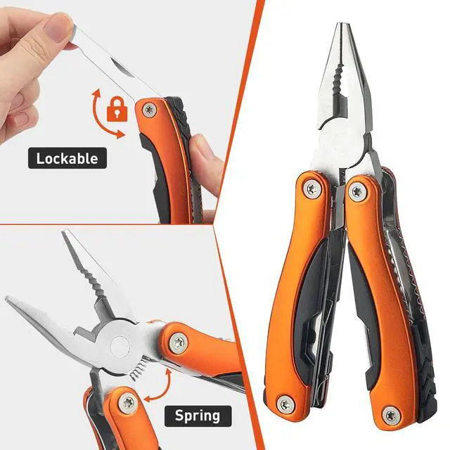 Alt view image 3 of 7 - Needle Nose Pliers, Multi Tool, Hiking Essentials, Fathers Gifts, Pocket Knife, Multitool Pliers, Camping Knife with Holster and Nylon Sheath for Outdoor, Fishing, Hunting, Hiking