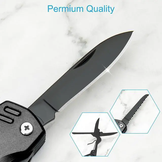 Alt view image 4 of 7 - Multitool Knife, 16 in 1 Pocket Knife, Handmade Multi Tool Knife, Birthday Christmas Gift for Men Women Him Her Boyfriend Girlfriend Dad Husband, Black