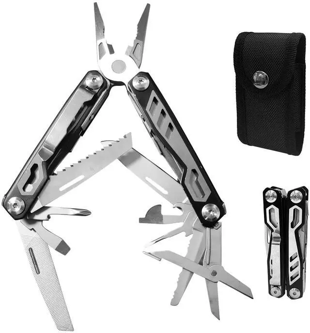 Main image of Gifts for Men, Multitool Needle Nose Pliers, 16-in-1 Stainless Steel Multi Tool Pocket Knife, Cool Gadgets, Survival Knife with EDC Pouch