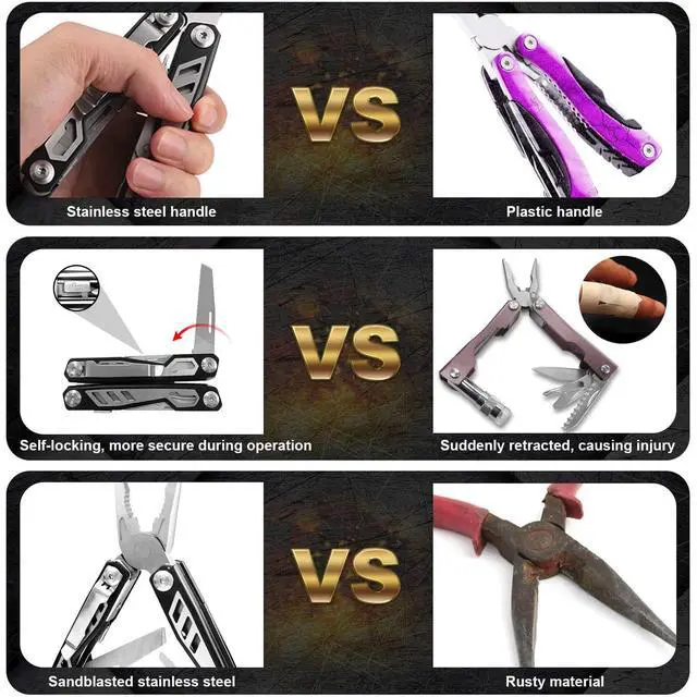 Alt view image 6 of 7 - Gifts for Men, Multitool Needle Nose Pliers, 16-in-1 Stainless Steel Multi Tool Pocket Knife, Cool Gadgets, Survival Knife with EDC Pouch