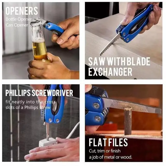 Alt view image 5 of 7 - Multi Tool, Multitool Pliers for Outdoor, DIY, Home, Garden, Camping, Survival, Hunting and Hiking or Everyday Carry, Blue