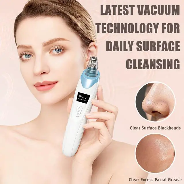 Alt view image 2 of 6 - Blackhead Remover Pore Vacuum,Facial Pore Cleaner Blackhead Vacuum (Blue) | 5 Suction Power,5 Probes,USB Rechargeable Pore Vacuum Tool for Adult