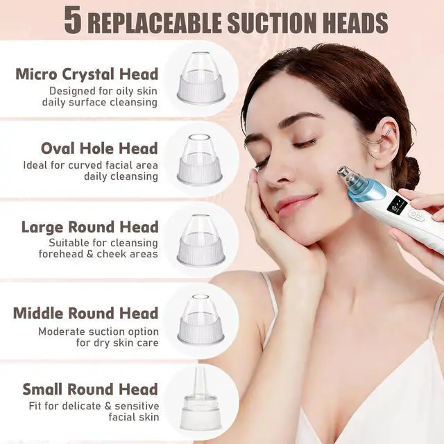 Alt view image 5 of 6 - Blackhead Remover Pore Vacuum,Facial Pore Cleaner Blackhead Vacuum (Blue) | 5 Suction Power,5 Probes,USB Rechargeable Pore Vacuum Tool for Adult