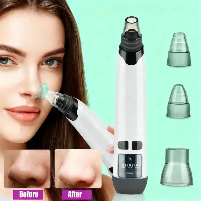 Alt view image 2 of 6 - Blackhead Remover Pore Vacuum,Deeply Black Head Remover for Face,4 Pore Sucker Tools,3 Adjustable Suction Levels LED Display, USB Charging with hot Compress Extractor Tool for Women & Men