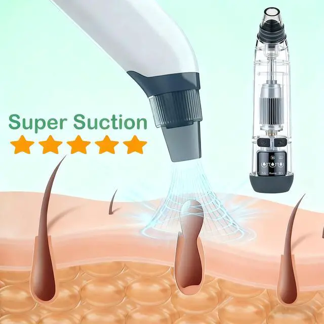 Alt view image 4 of 6 - Blackhead Remover Pore Vacuum,Deeply Black Head Remover for Face,4 Pore Sucker Tools,3 Adjustable Suction Levels LED Display, USB Charging with hot Compress Extractor Tool for Women & Men