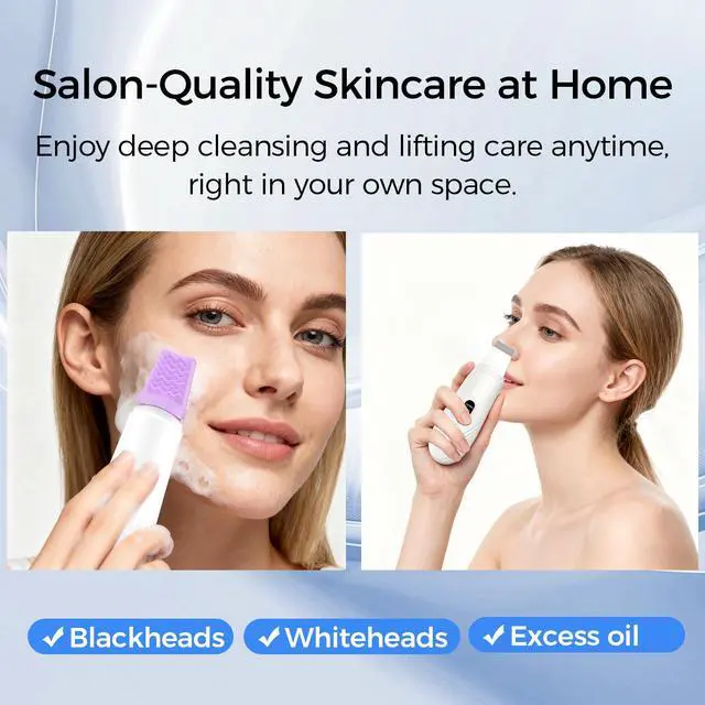 Alt view image 4 of 7 - Skin Scrubber Face Spatula, Blackhead Remover Tool for Facial Deep Cleansing, Face Spatula Pore Cleaner with 4 Modes, Whitehead Remover, Blackhead Extractor, Face Scrubber (White)
