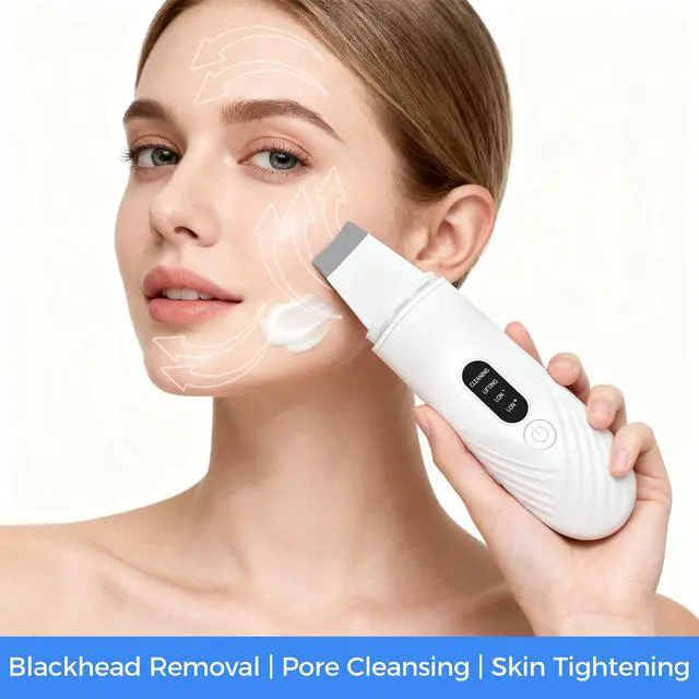 Alt view image 6 of 7 - Skin Scrubber Face Spatula, Blackhead Remover Tool for Facial Deep Cleansing, Face Spatula Pore Cleaner with 4 Modes, Whitehead Remover, Blackhead Extractor, Face Scrubber (White)