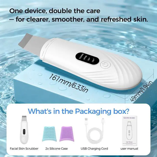 Alt view image 7 of 7 - Skin Scrubber Face Spatula, Blackhead Remover Tool for Facial Deep Cleansing, Face Spatula Pore Cleaner with 4 Modes, Whitehead Remover, Blackhead Extractor, Face Scrubber (White)