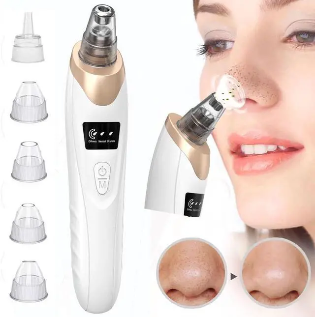 Alt view image 2 of 7 - Blackhead Remover Vacuum - Professional Blackhead Extractor for Face with 3 Adjustable Suction Levels, USB Rechargeable Pore Cleaner, and 5 Interchangeable Probes (Off-White)