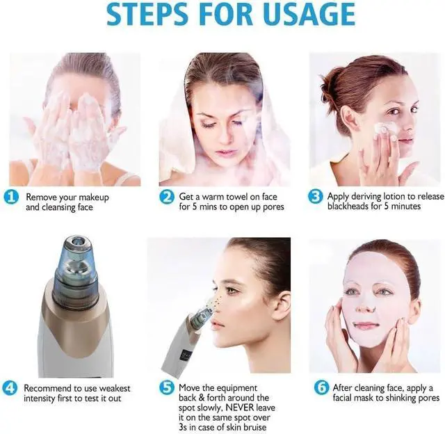 Alt view image 6 of 7 - Blackhead Remover Vacuum - Professional Blackhead Extractor for Face with 3 Adjustable Suction Levels, USB Rechargeable Pore Cleaner, and 5 Interchangeable Probes (Off-White)