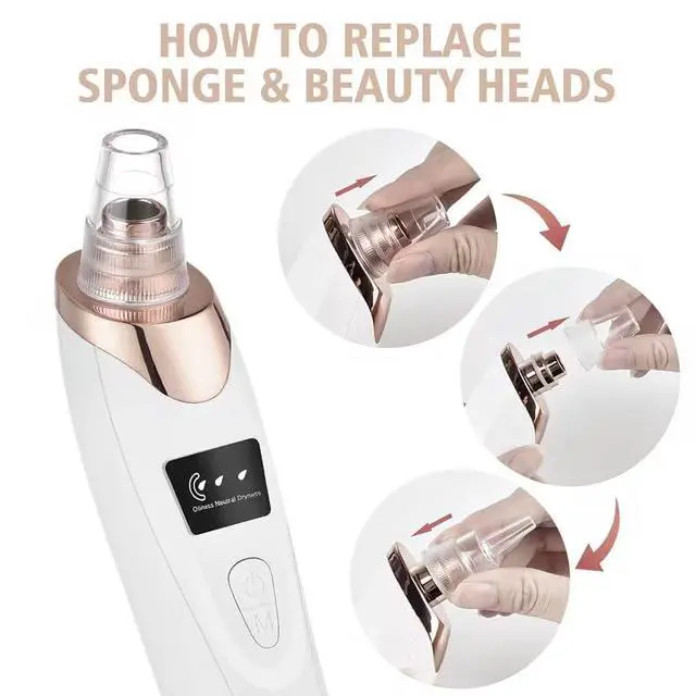 Alt view image 3 of 7 - Blackhead Remover Pore Vacuum, Professional Blackhead Extractor for Face with 3 Adjustable Suction Levels, USB Rechargeable Pore Cleaner, and 5 Interchangeable Probes, Birthday Holiday Gift