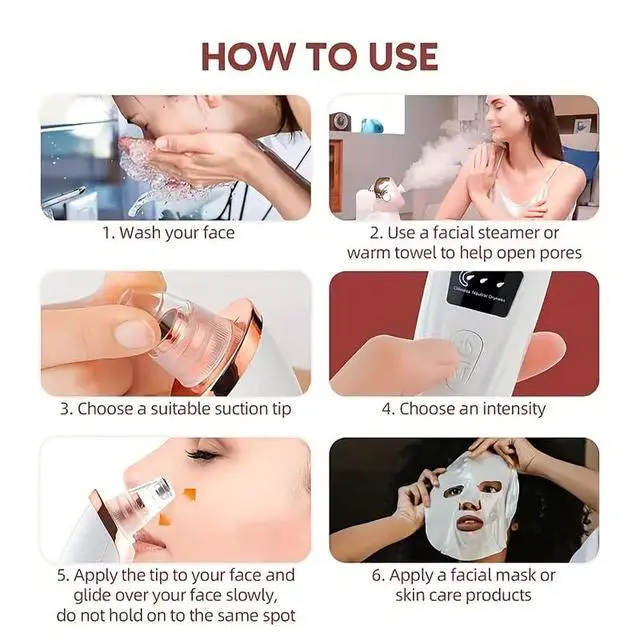 Alt view image 4 of 7 - Blackhead Remover Pore Vacuum, Professional Blackhead Extractor for Face with 3 Adjustable Suction Levels, USB Rechargeable Pore Cleaner, and 5 Interchangeable Probes, Birthday Holiday Gift