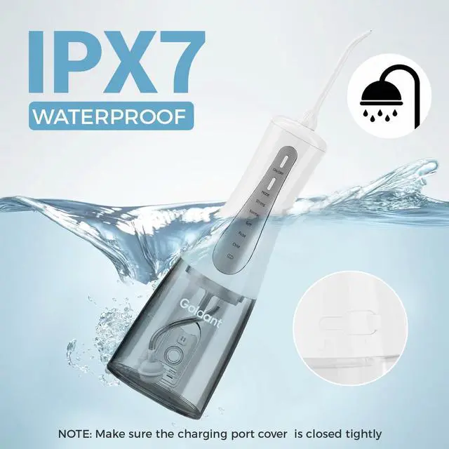 Alt view image 6 of 7 - 2026 New 350ML Water Dental Flosser Teeth Pick with Bag, 5 Modes Portable Cordless Oral Irrigator Cleaner, Electric Rechargeable IPX7 Waterproof for Home Travel Teeth Cleaning Flossing (White)