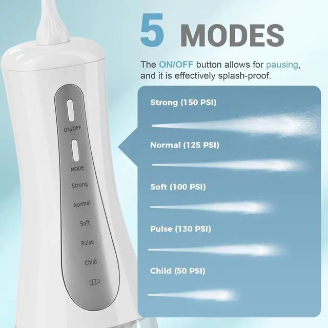 Alt view image 7 of 7 - 2026 New 350ML Water Dental Flosser Teeth Pick with Bag, 5 Modes Portable Cordless Oral Irrigator Cleaner, Electric Rechargeable IPX7 Waterproof for Home Travel Teeth Cleaning Flossing (White)